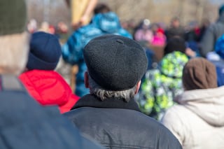 View Of Jewish Man Walking From Behind